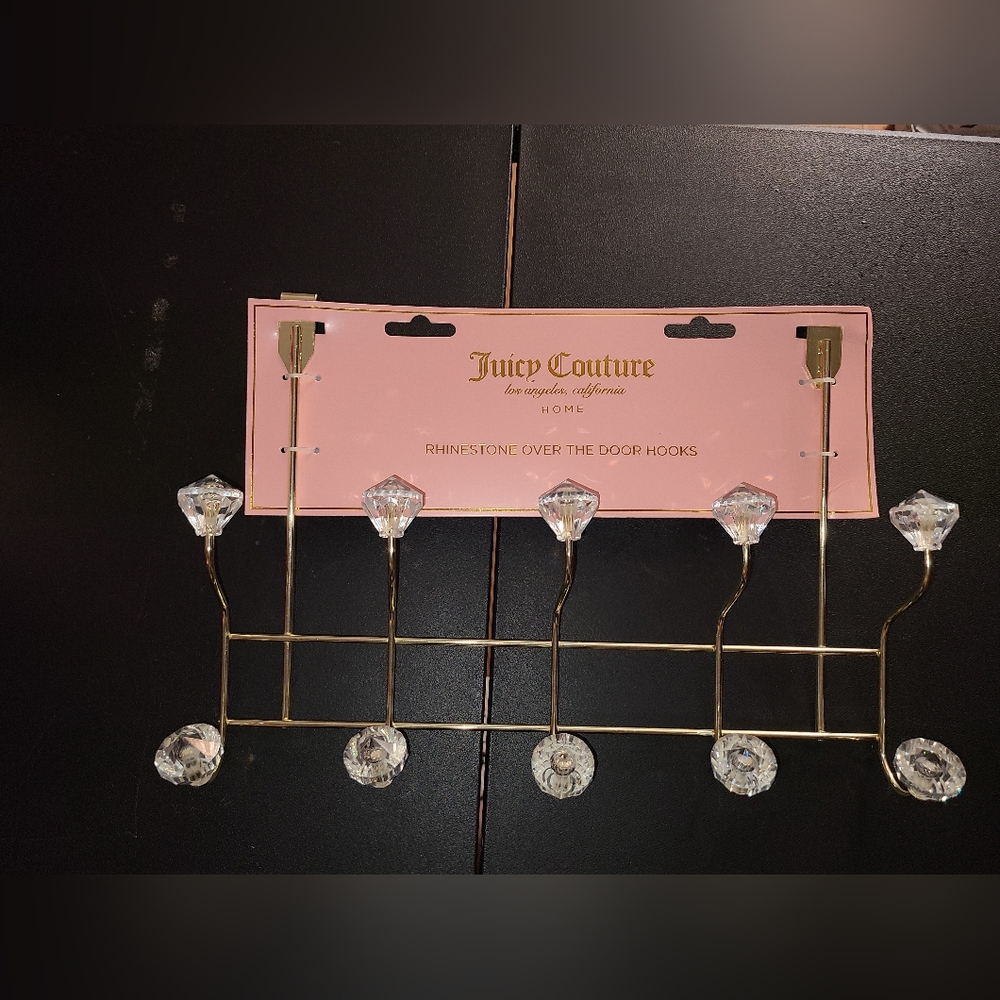 Juicy Couture rhinestone over the door hooks NWT, 10 JEWELED HOOKS gold & clear